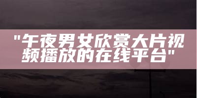 "午夜男女欣赏大片视频播放的在线平台"