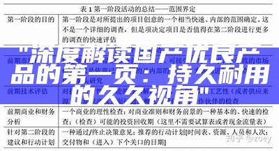 "深度解读国产优良产品的第一页：持久耐用的久久视角"