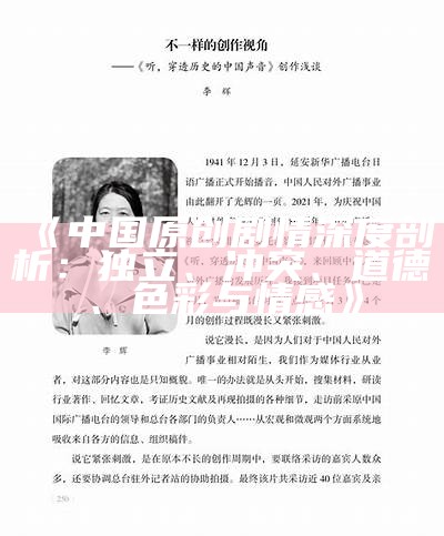 《中国原创剧情深度剖析：独立、冲突、道德、色彩与情感》