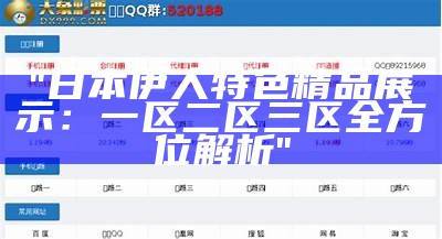 "日本伊人特色精品展示：一区二区三区全方位解析"