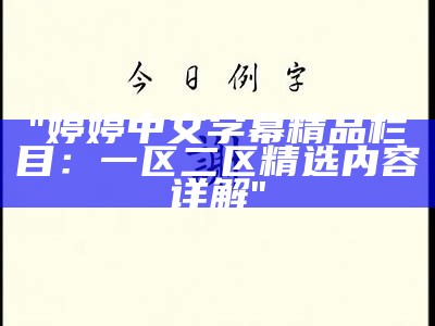 "婷婷中文字幕精品栏目：一区二区精选内容详解"